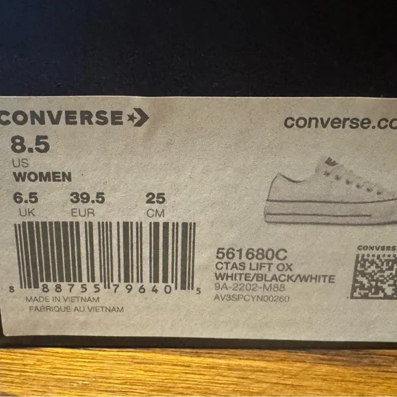 Converse Chuck Taylor All Star Lift Platform White Size 8.5 New In Box - Picture 7 of 8